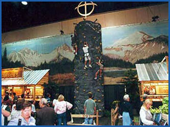 indoor event with rock climbing wall